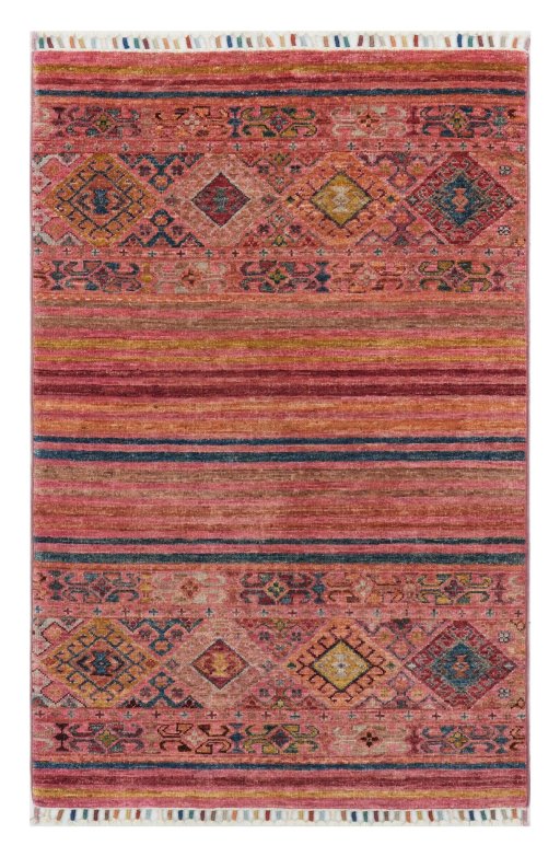 Full view of New Samarkand rug from Pakistan, 122 × 80 cm in Red tones