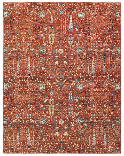 Full view of New Haj-jalili rug from Pakistan, 358 × 277 cm in Red tones