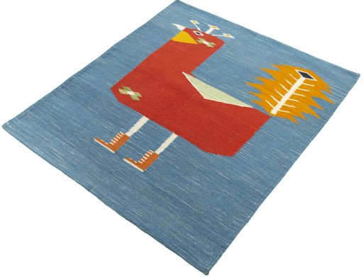 Corner detail of New Kilim Dastan rug showing border pattern and Wool pile
