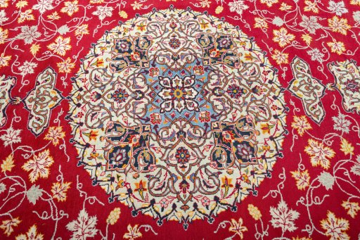 Central medallion detail of 2000s Kashan rug from Iran / Persia