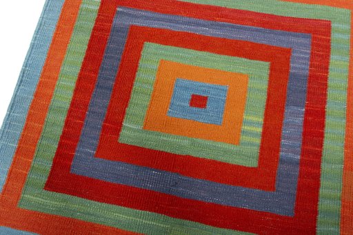 Surface texture of New Kilim Sofre rug with natural Wool and intricate pattern