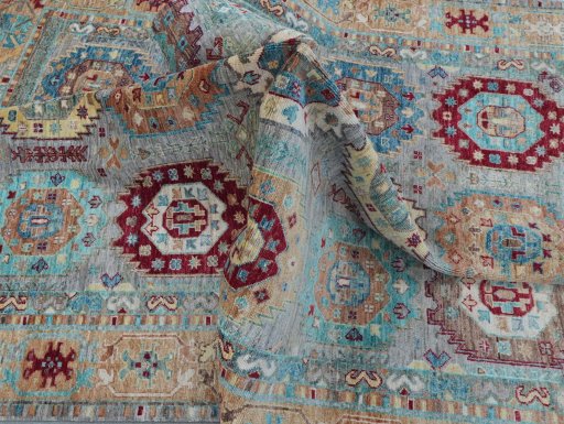 Full view of New Farahan rug from Pakistan, 207 × 148 cm in Beige tones