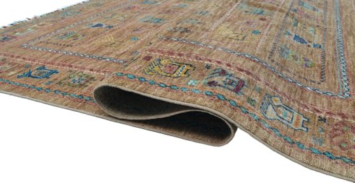 Close-up detail of New Samarkand rug from Pakistan showing Wool weave