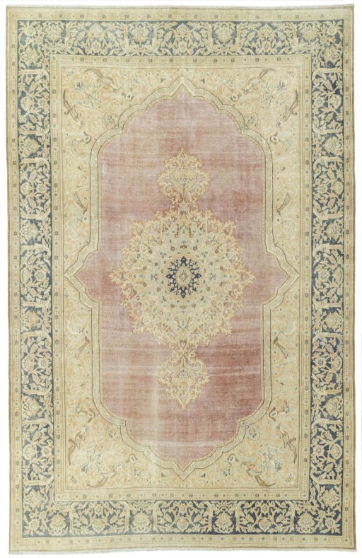 Full view of 1950s Vintage rug from Pakistan, 378 × 243 cm in Red tones