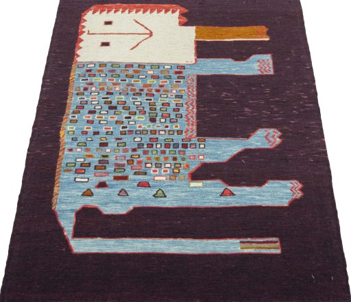 Close-up detail of New Kilim Dastan rug from Turkey showing Wool weave