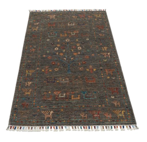 Surface texture of New Samarkand rug with natural Wool and intricate pattern