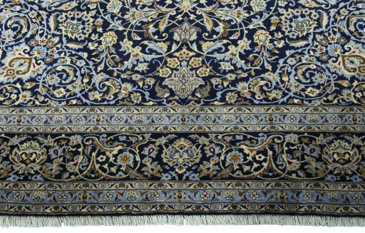 Full view of New Kashan rug from Iran / Persia, 326 × 248 cm in Blue tones