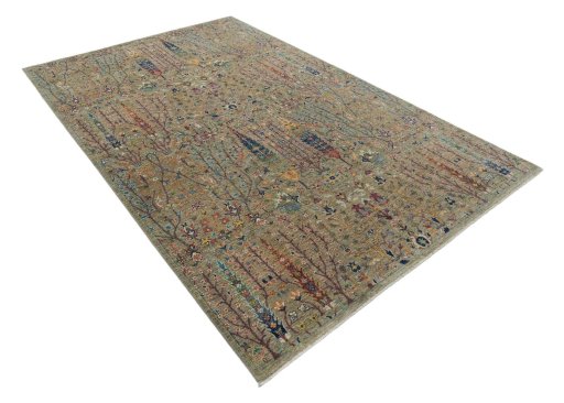 Corner detail of New Haj-jalili rug showing border pattern and Wool pile