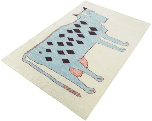 Corner detail of New Kilim Dastan rug showing border pattern and Wool pile