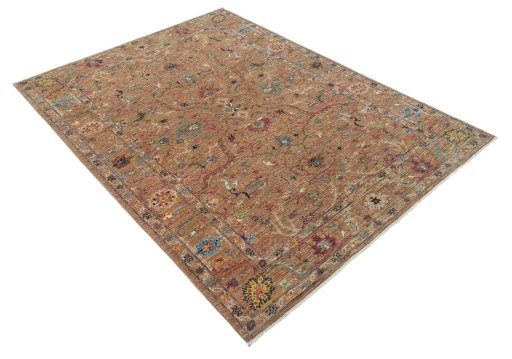 Corner detail of New Farahan rug showing border pattern and Wool pile