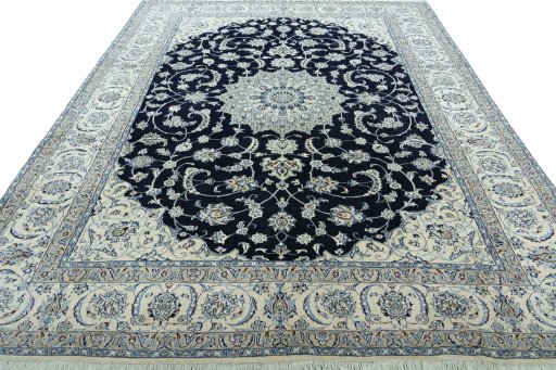 Surface texture of New Nain rug with natural Wool and intricate pattern