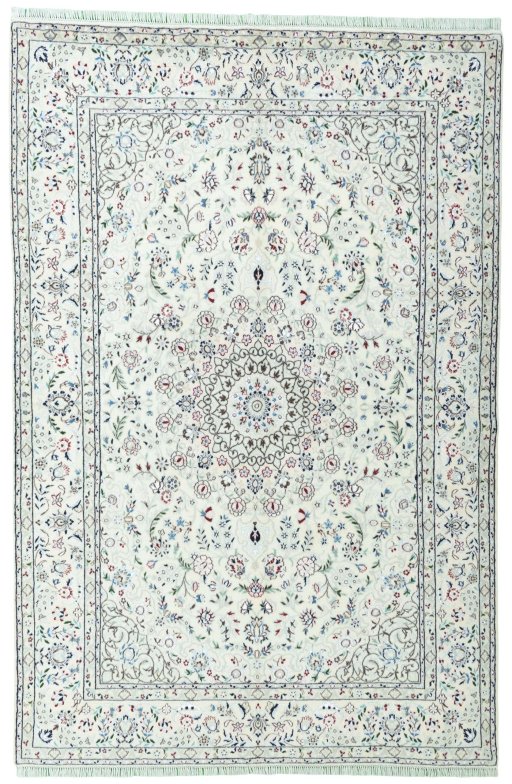 Full view of 2000s Nain rug from Iran / Persia, 300 × 197 cm in Beige tones