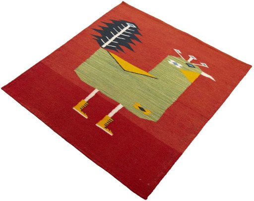 Corner detail of New Kilim Dastan rug showing border pattern and Wool pile