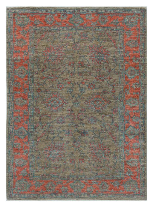 Full view of New Farahan rug from Pakistan, 238 × 173 cm in Brown tones