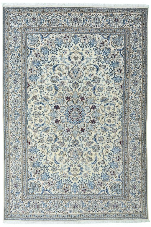 Full view of 2000s Nain rug from Iran / Persia, 298 × 202 cm in Beige tones
