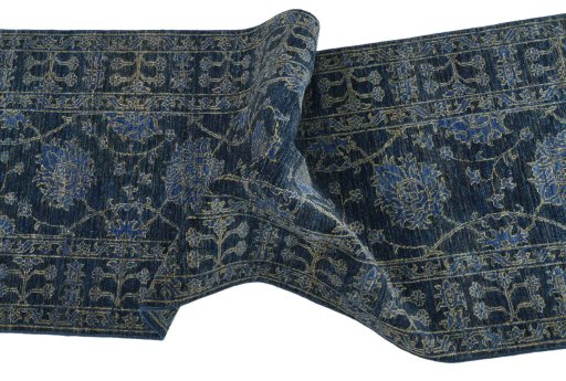 Full view of New Farahan rug from Pakistan, 294 × 80 cm in Blue tones