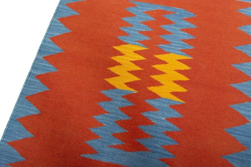 Surface texture of New Kilim Sofre rug with natural Wool and intricate pattern
