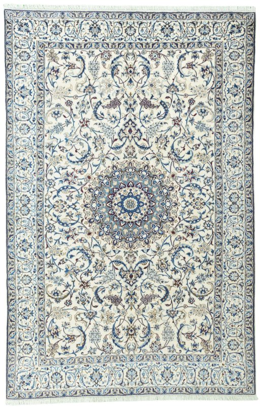 Full view of 2000s Nain rug from Iran / Persia, 310 × 201 cm in Beige tones