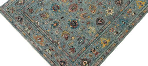 Backside of handmade New Farahan rug showing knot structure and weave density