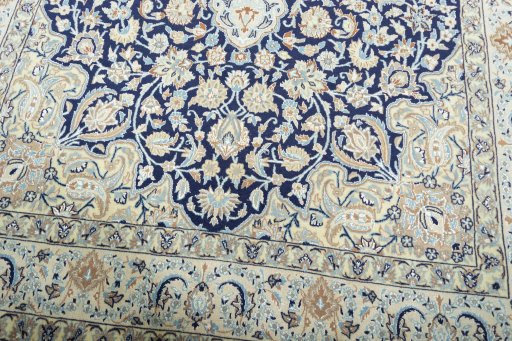 Close-up detail of 2000s Nain rug from Iran / Persia showing Wool weave
