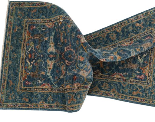Full view of New Farahan rug from Pakistan, 136 × 73 cm in Blue tones