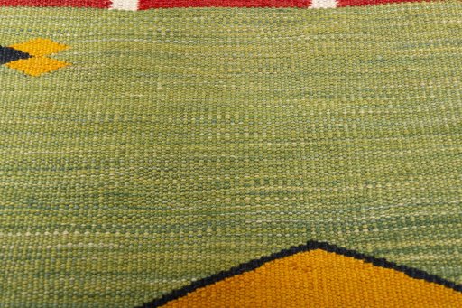Backside of handmade New Kilim Dastan rug showing knot structure and weave density