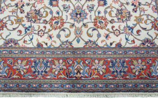 Full view of 2000s Sarough rug from Iran / Persia, 296 × 195 cm in Beige tones