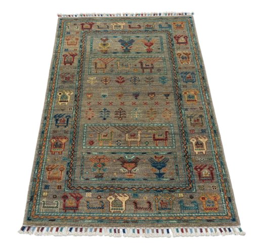 Surface texture of New Samarkand rug with natural Wool and intricate pattern