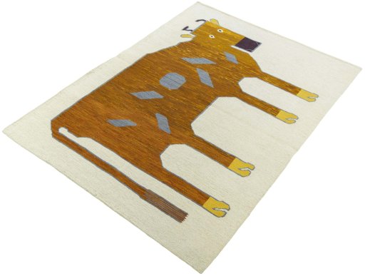 Corner detail of New Kilim Dastan rug showing border pattern and Wool pile