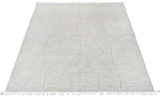 Corner detail of New Morocco rug showing border pattern and Wool pile