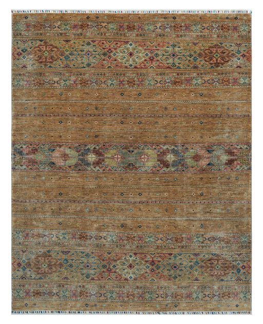 Full view of New Samarkand rug from Pakistan, 248 × 202 cm in Yellow tones