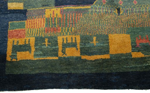 Central medallion detail of 2000s Persian Gabbeh rug from Pakistan