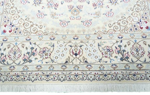 Full view of 2000s Nain rug from Iran / Persia, 320 × 204 cm in Beige tones