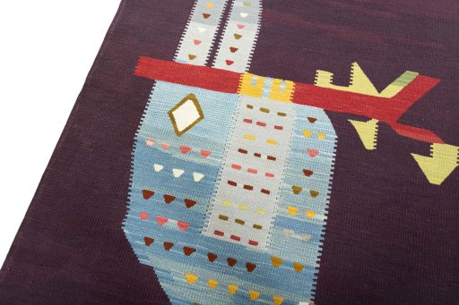 Surface texture of New Kilim Dastan rug with natural Wool and intricate pattern