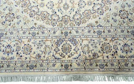 Full view of 2000s Nain rug from Iran / Persia, 300 × 197 cm in Beige tones