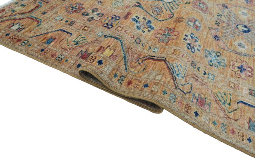 Close-up detail of New Kazak rug from Pakistan showing Wool weave