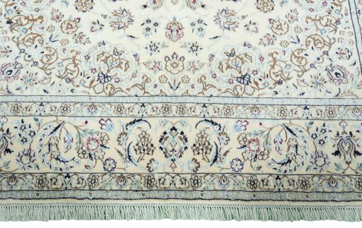 Full view of 2000s Nain rug from Iran / Persia, 293 × 198 cm in Beige tones