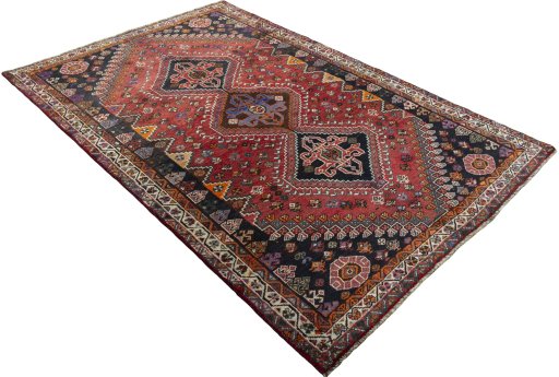 Close-up detail of 2000s Shiraz rug from Iran / Persia showing Wool weave