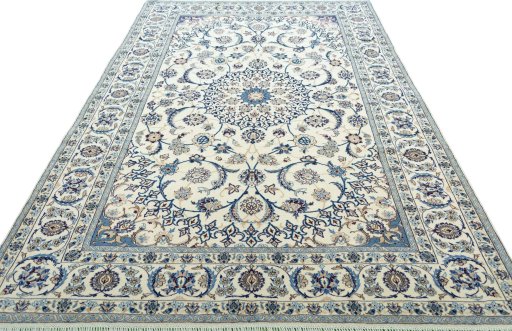 Surface texture of New Nain rug with natural Wool and intricate pattern