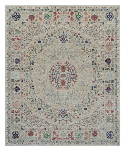 Full view of New Haj-jalili rug from Pakistan, 300 × 250 cm in Beige tones