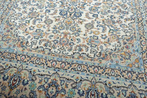 Close-up detail of 2000s Yazd rug from Iran / Persia showing Wool weave