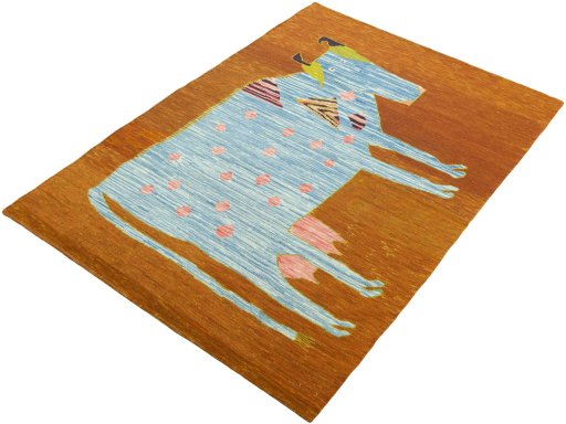 Corner detail of New Kilim Dastan rug showing border pattern and Wool pile