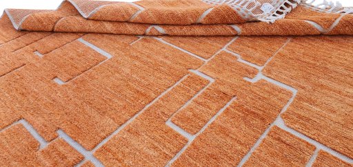 Close-up detail of New Morocco rug from Pakistan showing Wool weave