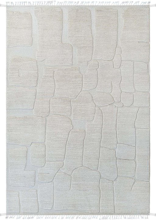 Full view of New Morocco rug from Pakistan, 292 × 201 cm in Beige tones