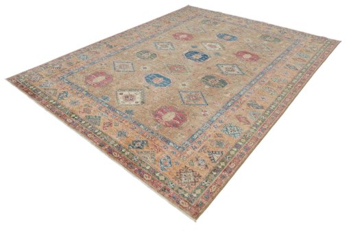 Close-up detail of New Kazak rug from Pakistan showing Wool weave