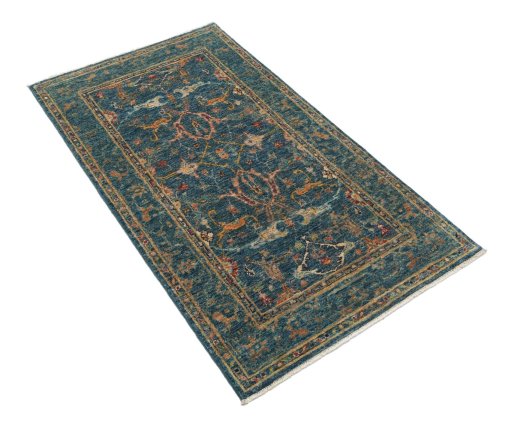 Corner detail of New Farahan rug showing border pattern and Wool pile