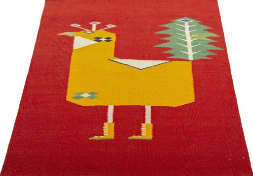 Close-up detail of New Kilim Dastan rug from Turkey showing Wool weave