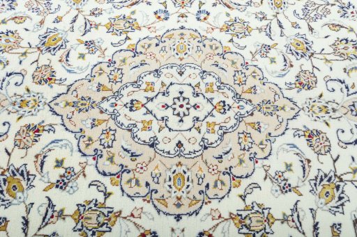 Central medallion detail of 2000s Kashan rug from Iran / Persia