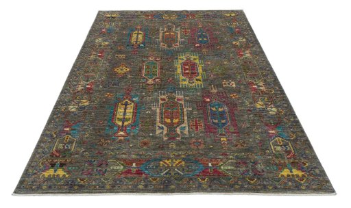 Surface texture of New Samarkand rug with natural Wool and intricate pattern