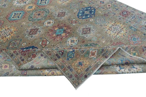 Central medallion detail of New Kazak rug from Pakistan